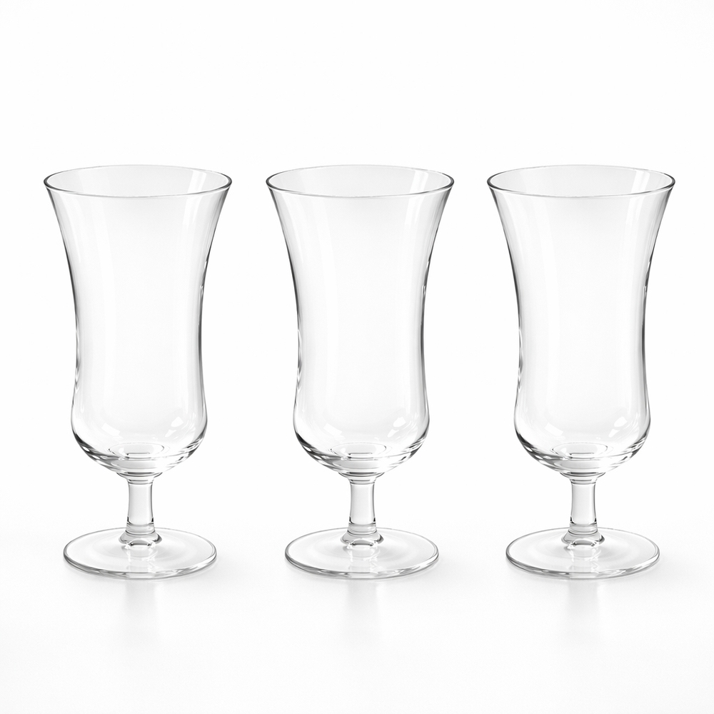 Set of 3 Hurricane Tulip Stem Clear Glasses Footed Cocktail Dessert Parfait
